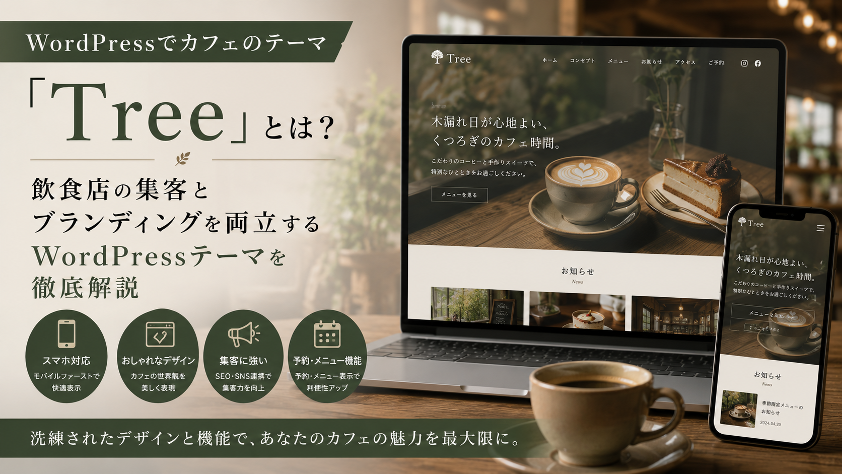 WordPressでカフェのテーマ「Tree」とは？